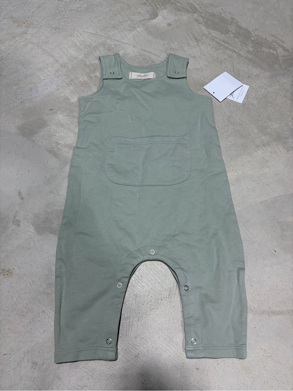 Pehr NWT French Terry overalls soft sea 6-12 months